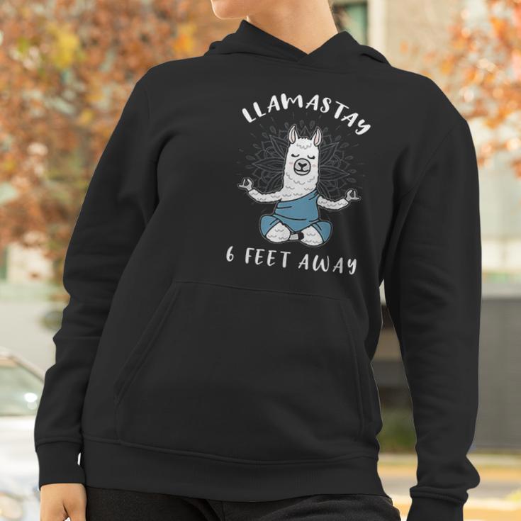 Llamastay 6 Feet Away Funny Llama Social Distancing Humour Women Hoodie Gifts for Women