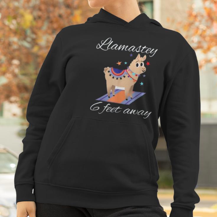 Llamastay 6 Feet Away Funny Llama Yoga Social Distancing Women Hoodie Gifts for Women