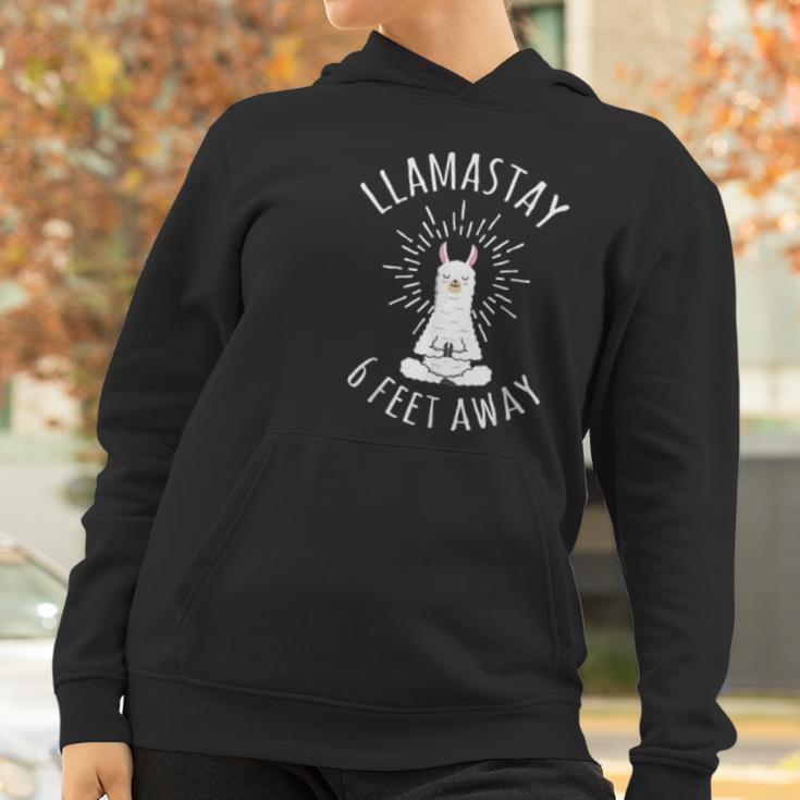 Llamastay 6 Feet Away Funny Social Distancing Women Hoodie Gifts for Women