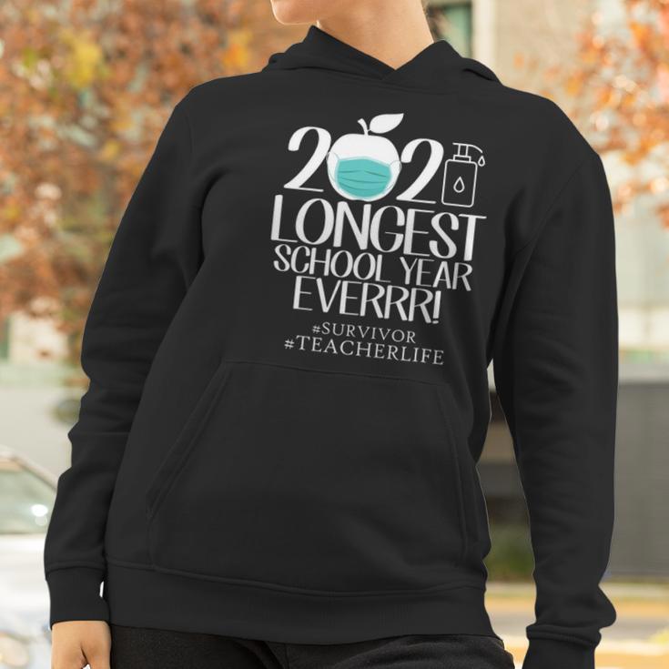 The Longest School Year Ever Apple Wearing Face Mask Teacher 2021 Ver2 Women Hoodie Gifts for Women