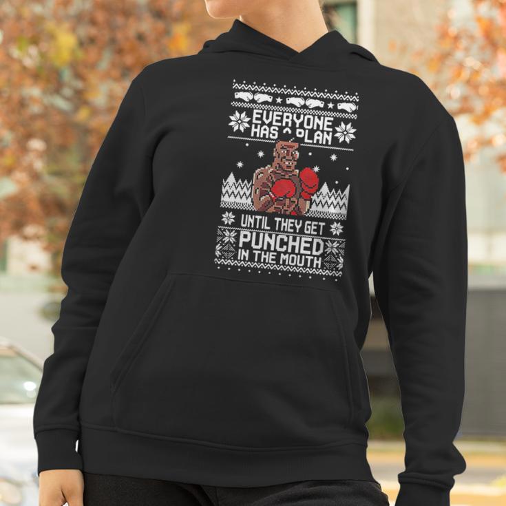 Mike Tyson Punch Everyone Has A Plan Until Ugly Christmas Women Hoodie Gifts for Women