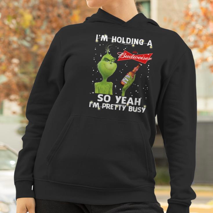 Official Christmas Sweater Im Holding A Budweiser Grinch Funny Beer Xmas Shirt Va11 Women Hoodie Gifts for Women