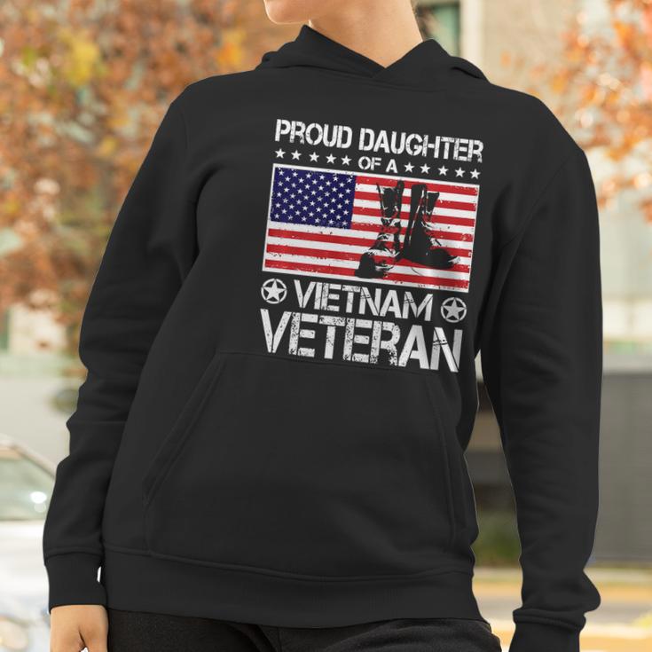 Proud Daughter Of Vietnam Veteran Us Flag Veteran Boots Graphic Design Printed Casual Daily Basic Women Hoodie Gifts for Women