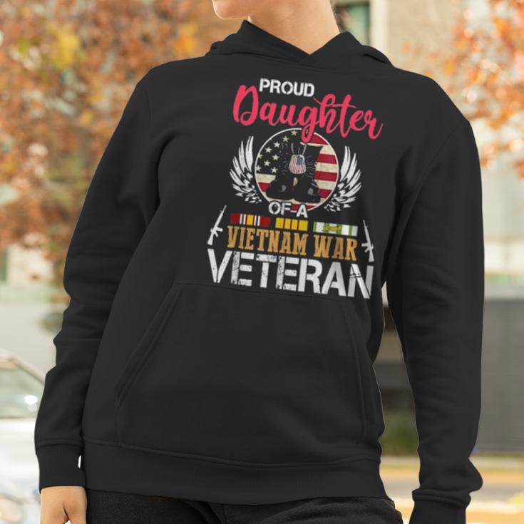 Proud Daughter Vietnam War Veteran American Flag Military Women Hoodie Gifts for Women