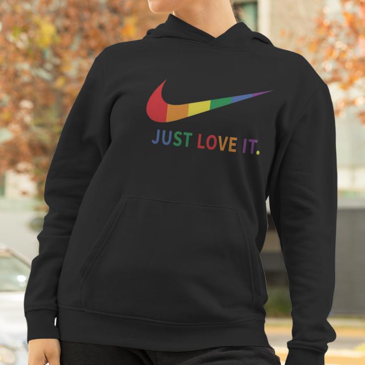 Rainbow Lesbian Gay Pride Lgbt Just Love It Women Hoodie Gifts for Women