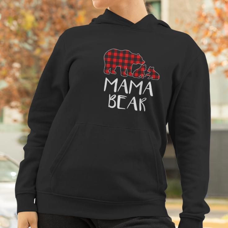 Red Plaid Mama Bear Two Cubs Matching Buffalo Pajama Xmas Women Hoodie Gifts for Women