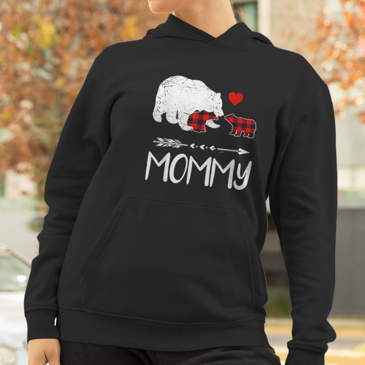 Red Plaid Mommy Bear Two Cubs Matching Buffalo Xmas Women Hoodie Gifts for Women