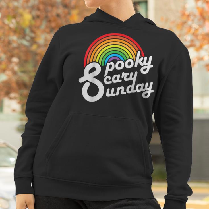 Spooky Scary Sunday Trendy Retro Rainbow Women Hoodie Gifts for Women