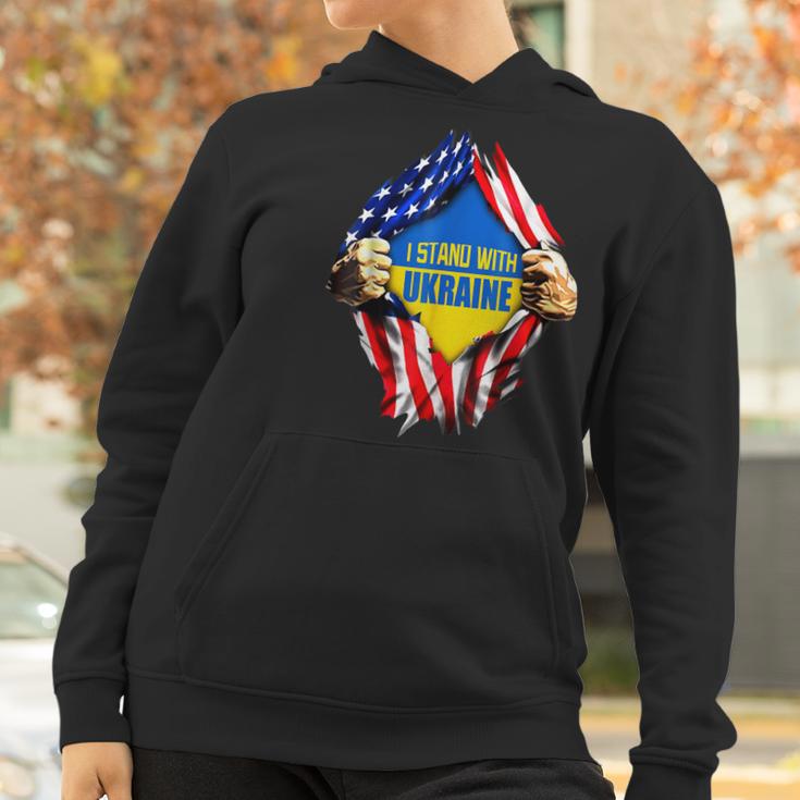 Support I Stand With Ukraine American Flag Ukrainian Flag Men Women T-Shirt Graphic Print Casual Unisex Tee Women Hoodie Gifts for Women