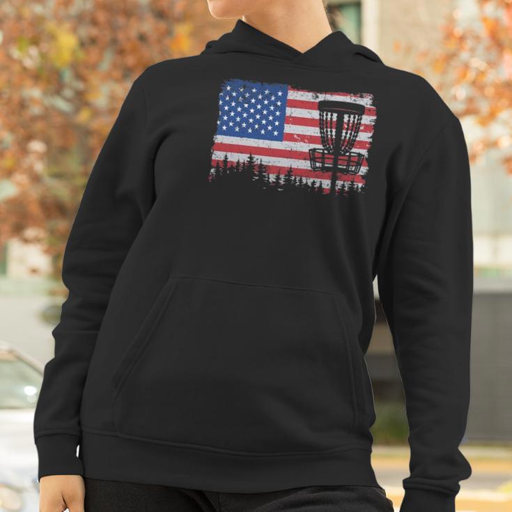 Us American Flag Disc Golf Basket Frisbee Vintage Disc Golf Women Hoodie Gifts for Women