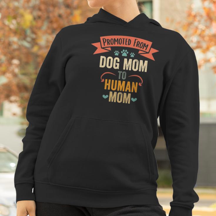 Womens Vintage Promoted From Dog Mom To Human Mom Women Hoodie Gifts for Women