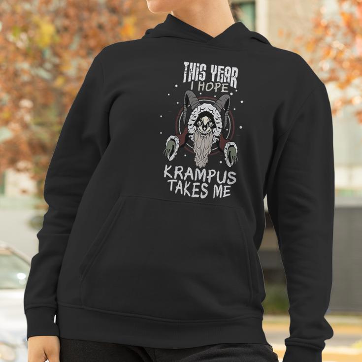 This Year I Hope Krampus Takes Me Christmas Halloween Demon Women Hoodie Gifts for Women