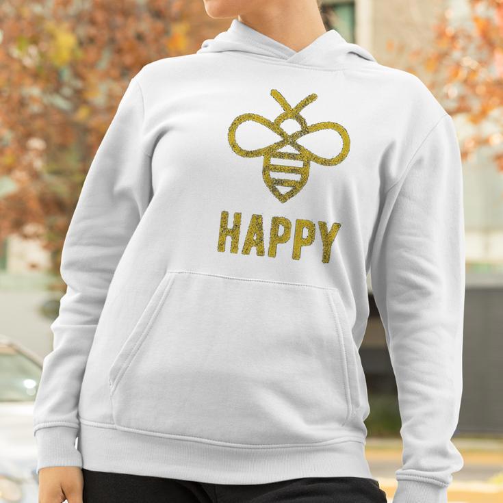 Bee Happy Funny Vintage Graphic Honey Bumblebee Women Hoodie Gifts for Women