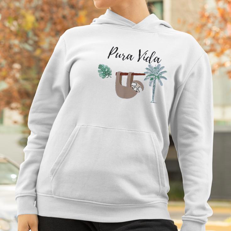 Costa Rica Pura Vida Sloth Palm Tree Women Hoodie Gifts for Women