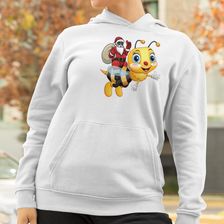 Funny Bee Christmas Santa Riding On Honey Bee Women Hoodie Gifts for Women