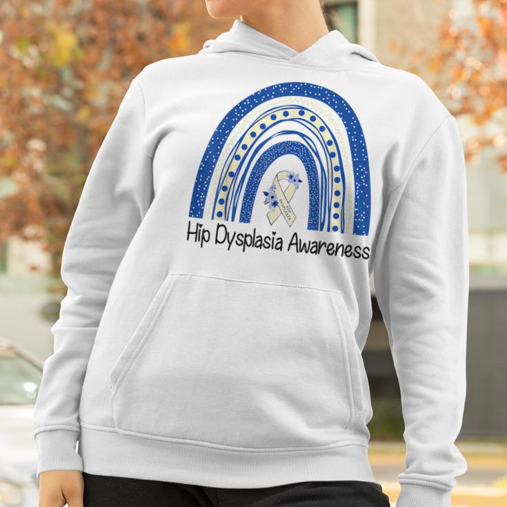 Hip Dysplasia Awareness Floral Blue White Ribbon Rainbow Women Hoodie Gifts for Women