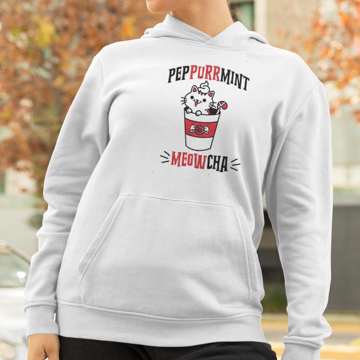 Peppurrmint Meowcha Funny Christmas Cat Peppermint Mocha Coffee Women Hoodie Gifts for Women