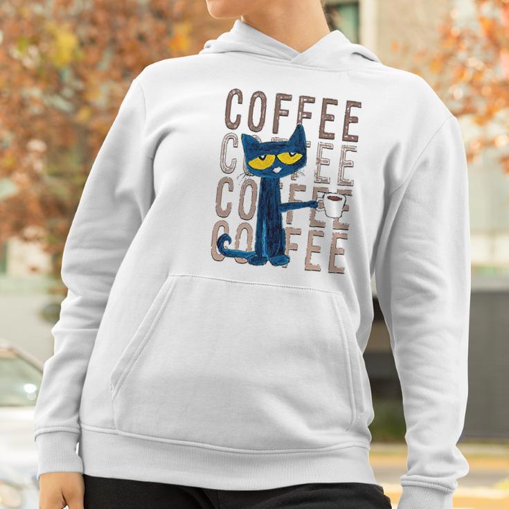 Pete The Cat Pete With Coffee Women Hoodie Gifts for Women