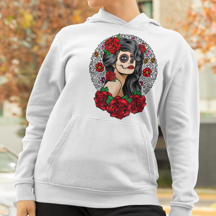 Sugar Skull Day Of The Dead Dia De Los Muertos Flowers Women Hoodie Gifts for Women