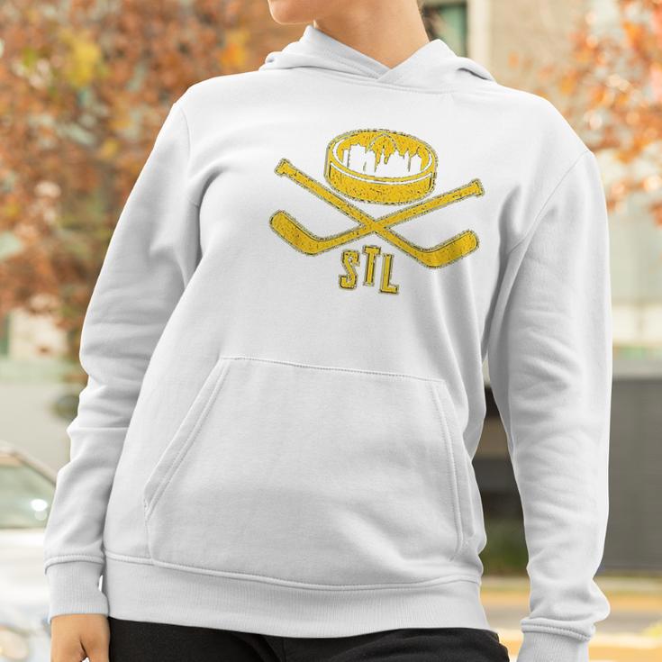 Vintage St Louis Missouri Skyline Style Hockey Retro Women Hoodie Gifts for Women