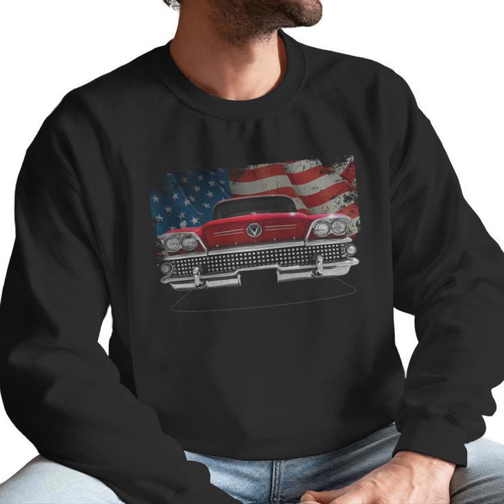 1958 Buick Front Red Us Flag Men Sweatshirt