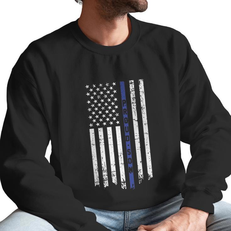 Big Boys Proud Son Thin Blue Line Flag Youth Men Sweatshirt