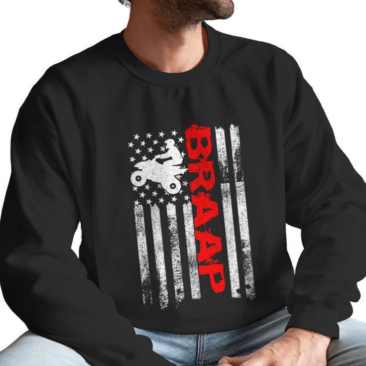 Braap Vintage Usa American Flag Quad Bike Atv Gift Funny Gift Graphic Design Printed Casual Daily Basic Men Sweatshirt