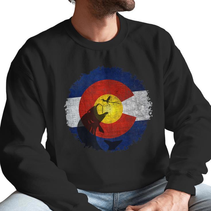 Colorado Flag  With Fly Fishing Design Men Sweatshirt