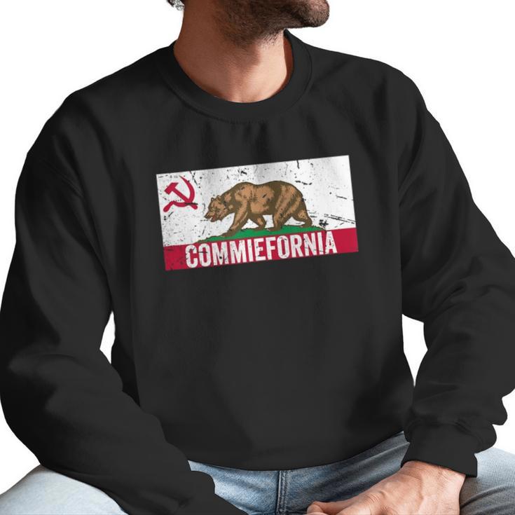 Commiefornia Funny Anti Marxist Communist California Flag Men Sweatshirt