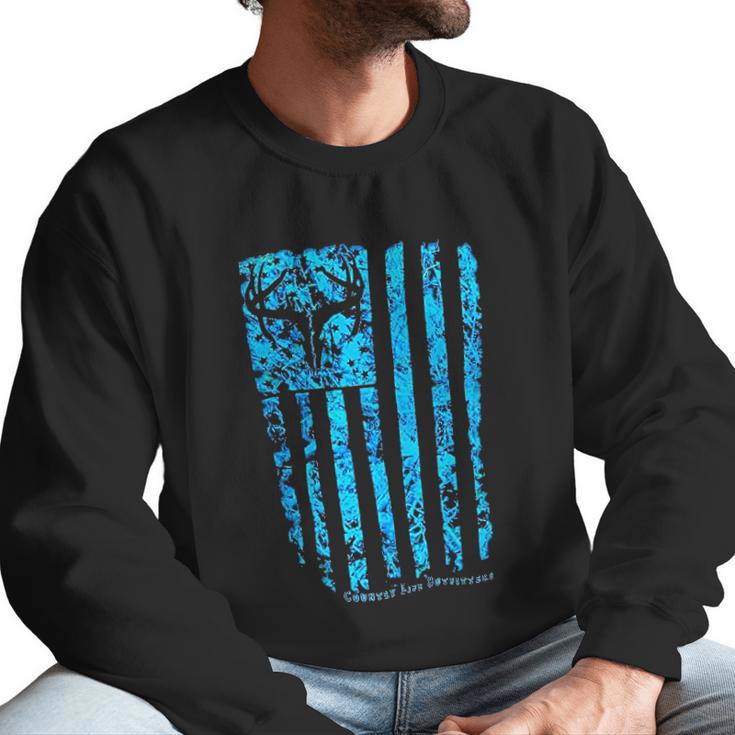 Country Life Outfitters Blue Camo American Flag Black Men Sweatshirt