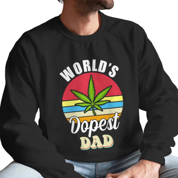 Funny Worlds Dopest Dad Funny Marijuana Retro Men Sweatshirt