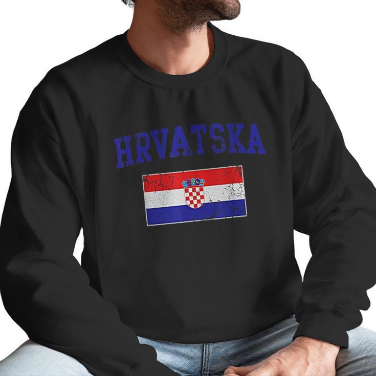 Hrvatska Croatia Flag Croatian Retro Fade Men Sweatshirt