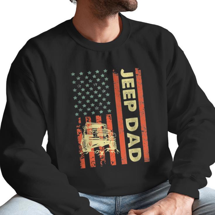 Jeep Dad Patriotic American Flag Fathers Day 4Th Of July Men Sweatshirt