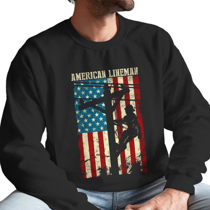 Line American Flag Electric Cable Gift Patriotic Line Gift Men Sweatshirt