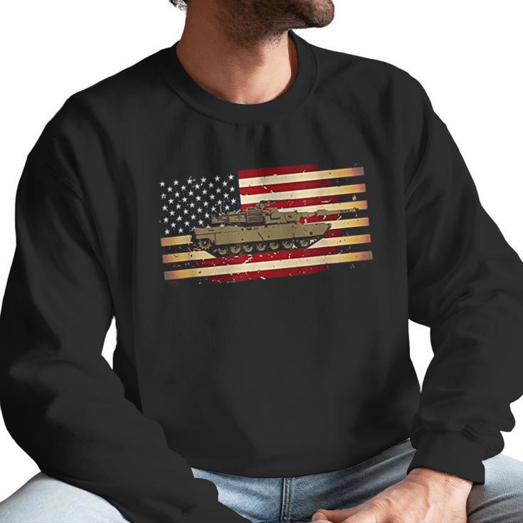 M1 Tank And American Flag Veterans Men Sweatshirt