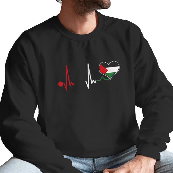 Palestine Flag Proud Palestinian Heartbeat Men Sweatshirt