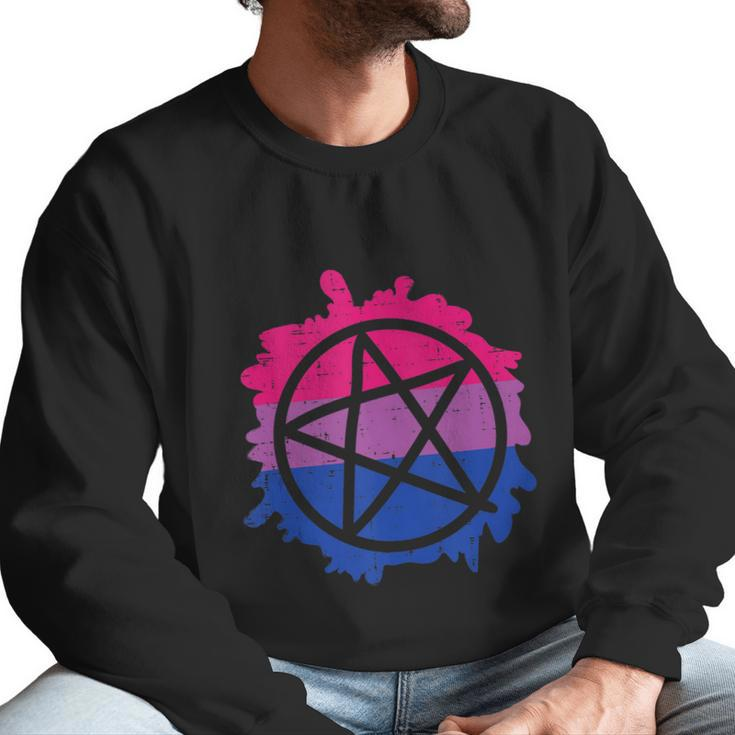 Pentagram Satanic Goth Lgbtq Bisexual Flag Gay Pride Ally Bi Men Sweatshirt