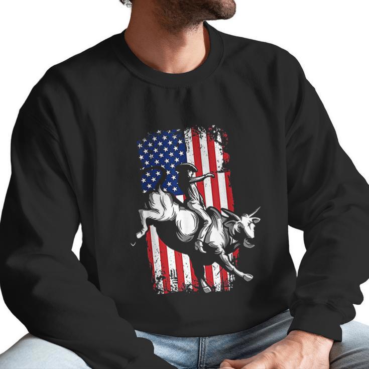 Rodeo Bull Rider Patriotic American Usa Flag For Cowboys Men Sweatshirt