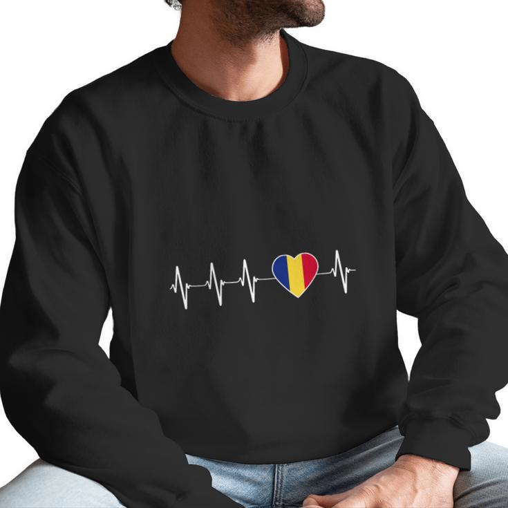 Romanian Heartbeat I Love Romania Heart Flag Men Sweatshirt