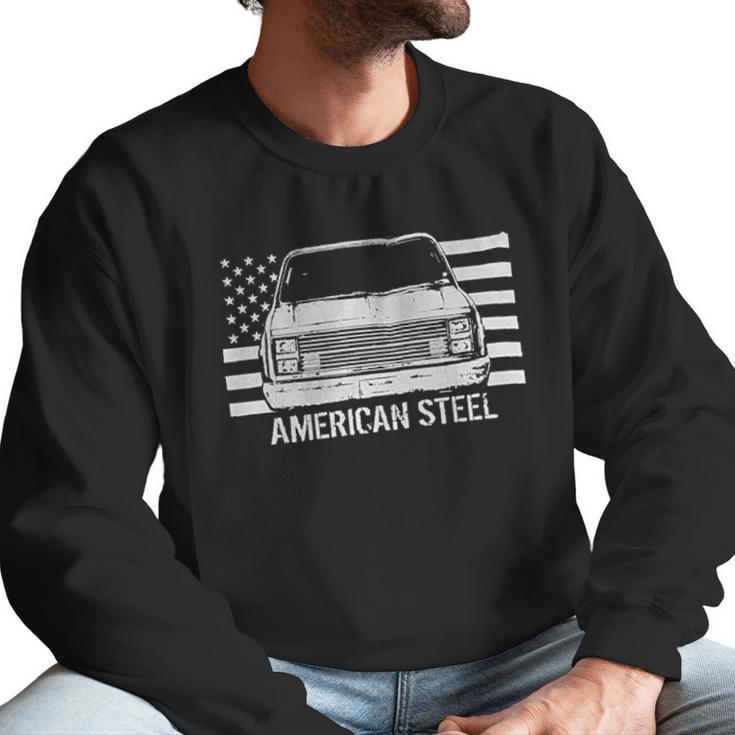 Square Body Chevy Gmc Truck And American Flag Men Sweatshirt