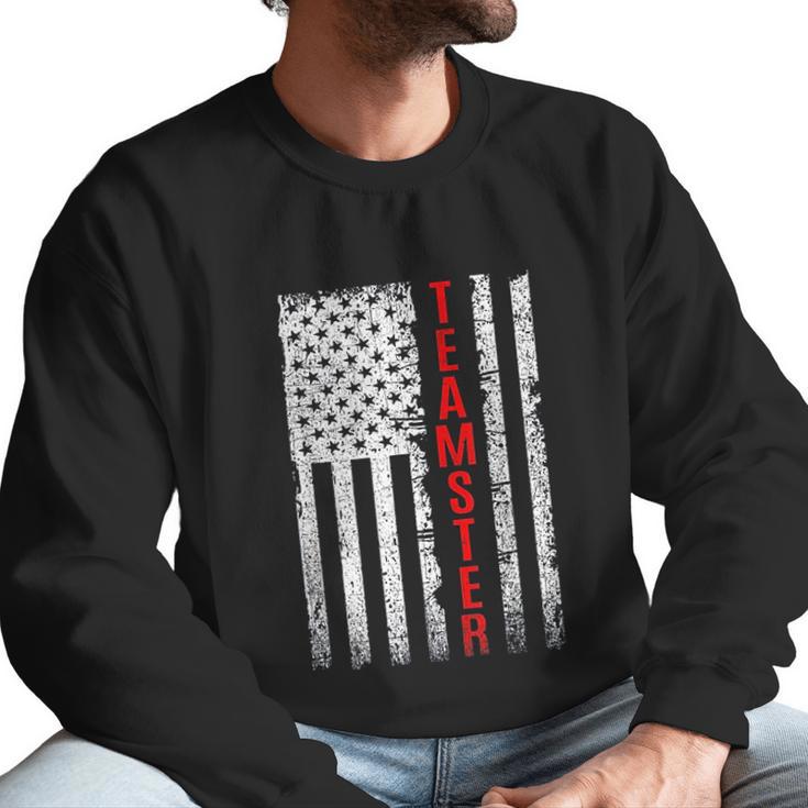 Teamster Proud American Flag Distressed Men Sweatshirt