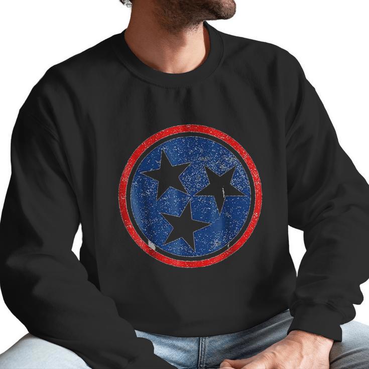 Tennessee Volunteer State  Distressed Tristar Flag Men Sweatshirt