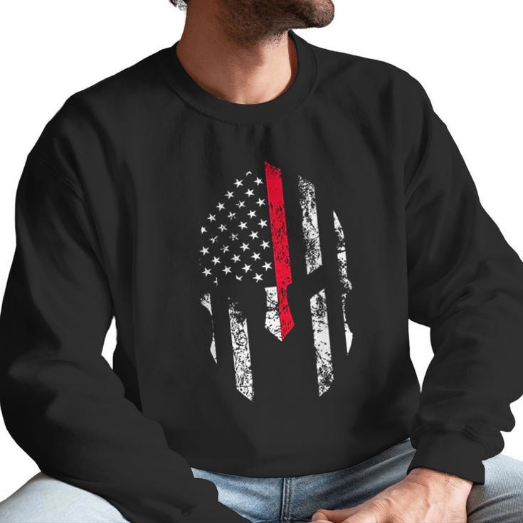 Thin Red Line Spartan Usa Flag Men Sweatshirt