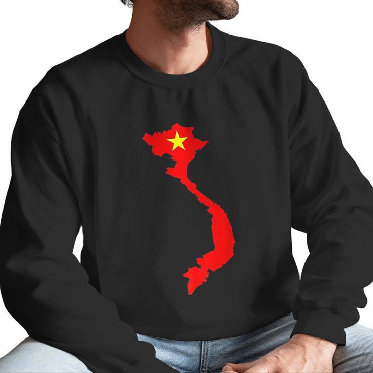 Vietnam Country Map With Vietnamese Flag Men Sweatshirt