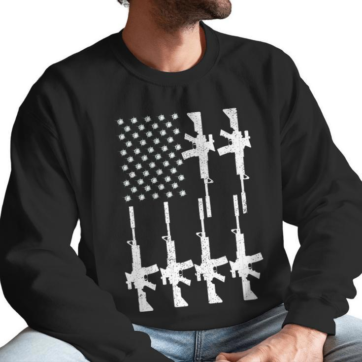 Vintage American Gun Rifle Usa Flag Men Sweatshirt