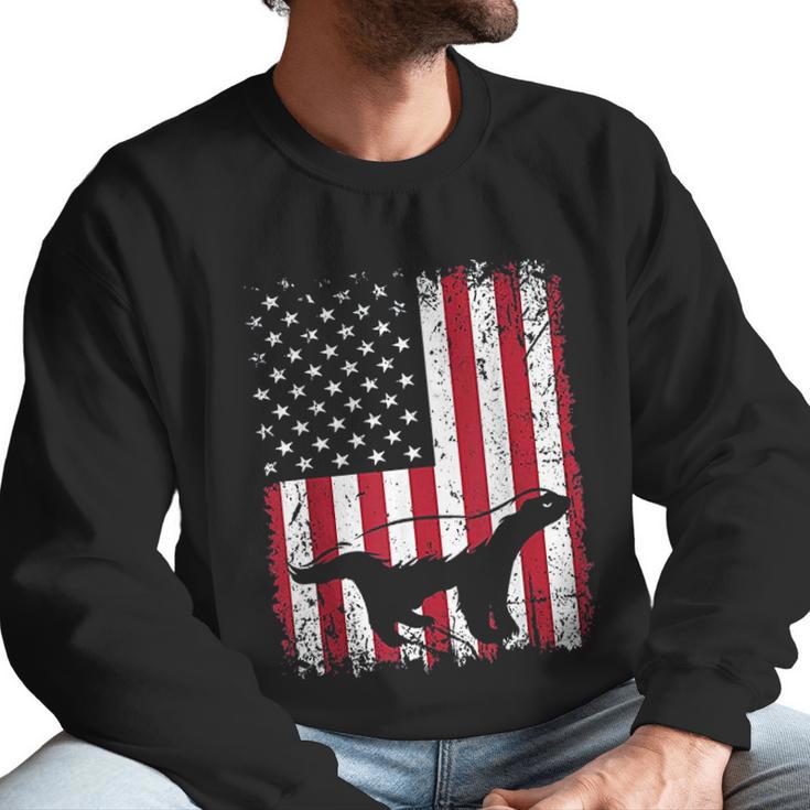 Vintage Honey Badger American Flag Animals Lover Men Sweatshirt