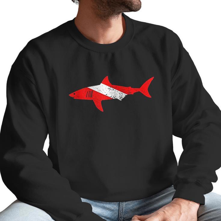 Vintage Shark Scuba Dive Diver Down Flag Emoji Men Sweatshirt