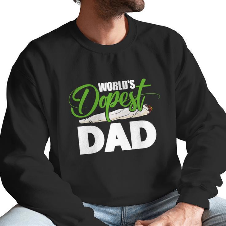 Weed Worlds Dopest Dad Funny Leaf Fashion Graphic Design Printed Casual Daily Basic Men Sweatshirt