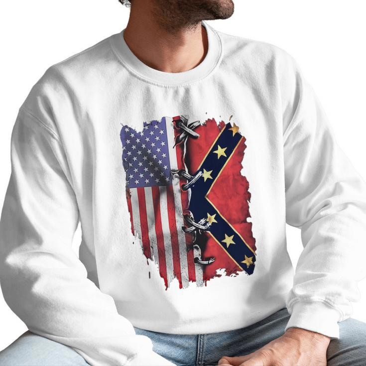 America Flag Confederate Battle Flag Shirt Men Sweatshirt