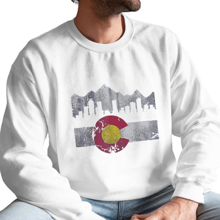 Colorado Flag Skyline Vintage Faded Home Love Vacation Men Sweatshirt